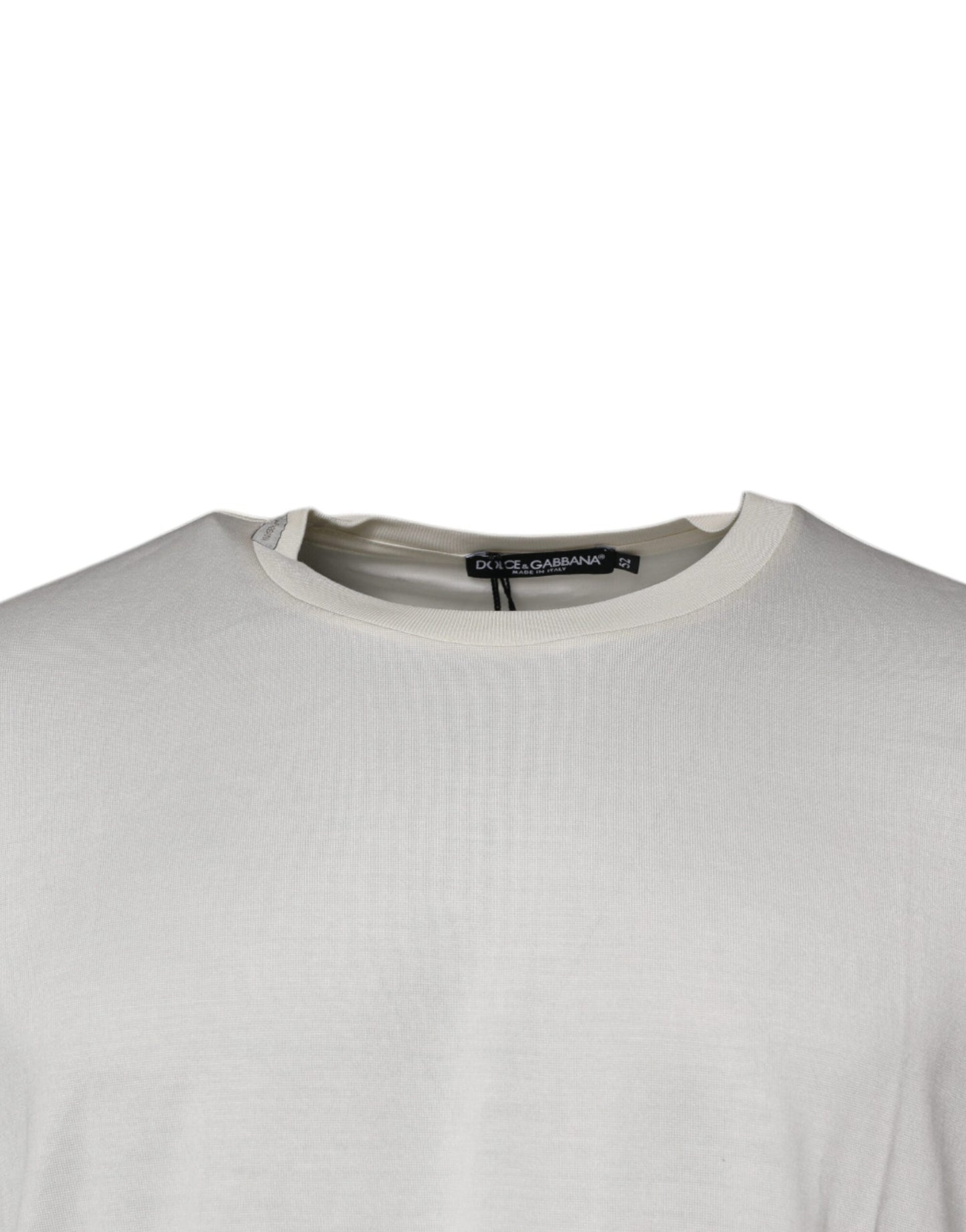 تي شيرت دولتشي آند غابانا أوف وايت بياقة دائرية وأكمام قصيرة