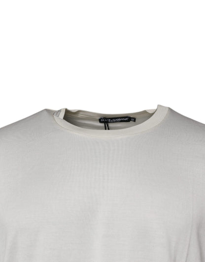 تي شيرت دولتشي آند غابانا أوف وايت بياقة دائرية وأكمام قصيرة