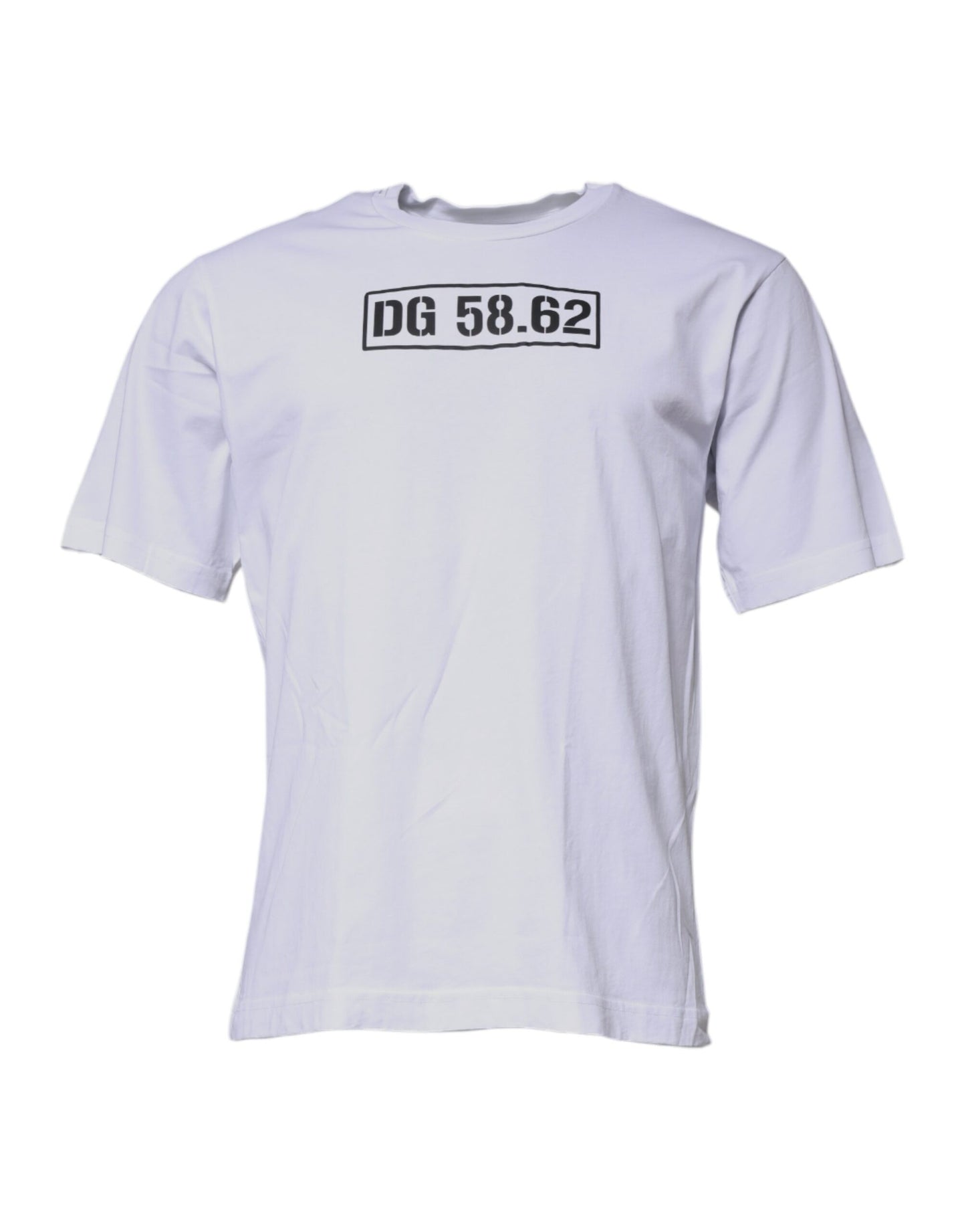 تي شيرت دولتشي آند غابانا أبيض من القطن بشعار DG وياقة دائرية