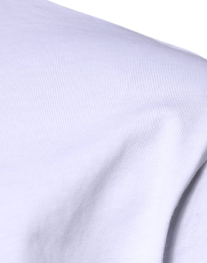 تي شيرت دولتشي آند غابانا أبيض من القطن بشعار DG وياقة دائرية