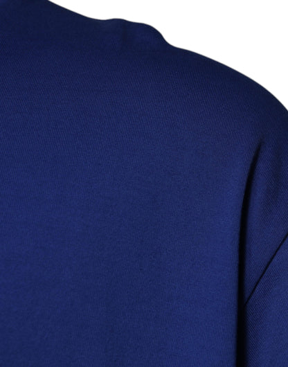 تي شيرت رجالي قطني بياقة دائرية مطبوع عليه شعار دولتشي آند غابانا باللون الأزرق