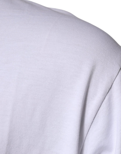 تي شيرت دولتشي آند غابانا أبيض من القطن بقبة دائرية وشعار DG Milano