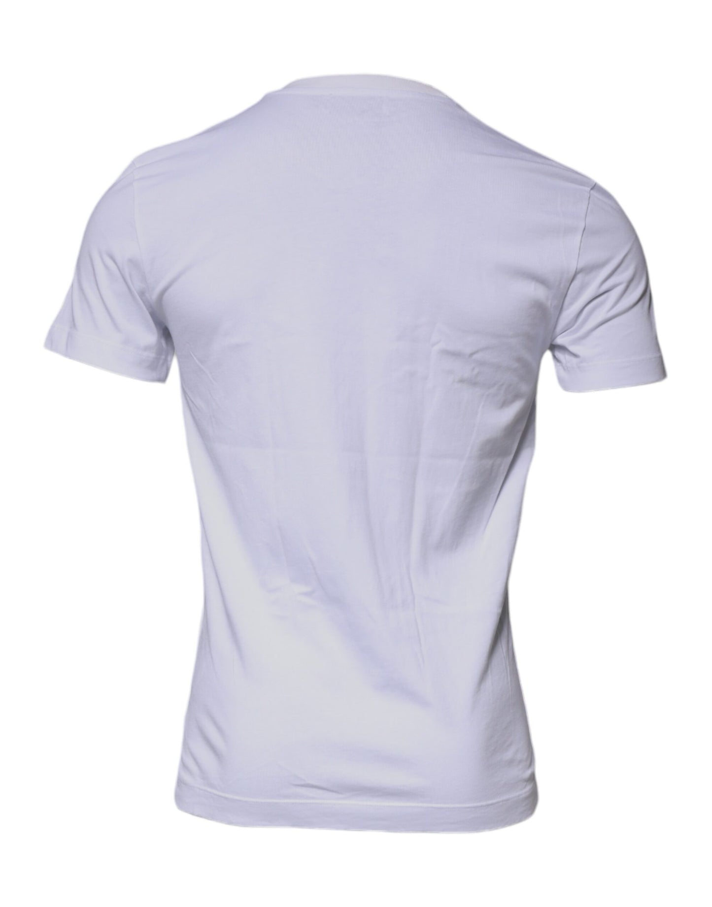 تي شيرت دولتشي آند غابانا أبيض من القطن بشعار DG وياقة دائرية