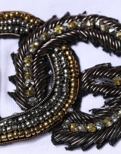 تي شيرت دولتشي آند غابانا أبيض من القطن بشعار DG وياقة دائرية