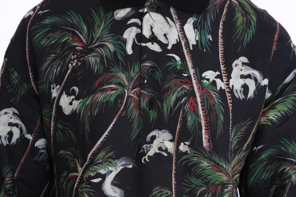 تيشيرت دولتشي آند غابانا الأسود بركان صقلية بأكمام قصيرة