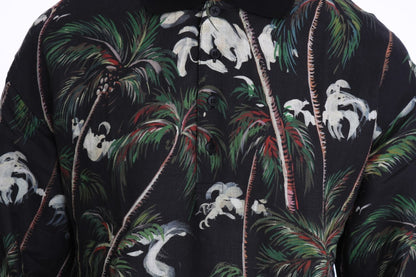 تيشيرت دولتشي آند غابانا الأسود بركان صقلية بأكمام قصيرة