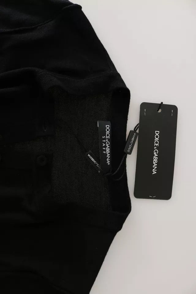 بلوزة دولتشي آند غابانا سوداء بأكمام طويلة من الصوف البكر