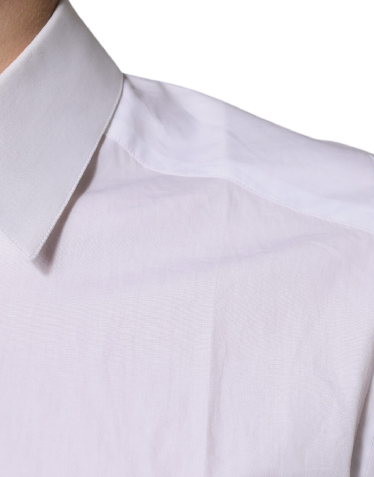 قميص دولتشي آند غابانا الذهبي بأكمام طويلة من القطن الأبيض