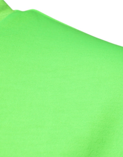 تي شيرت دولتشي آند غابانا الأخضر المصنوع من البوليستر برقبة دائرية وشعار