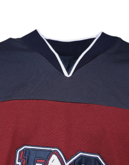 تي شيرت دولتشي آند غابانا متعدد الألوان من القطن برقبة على شكل حرف V وأكمام قصيرة