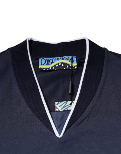 تي شيرت دولتشي آند غابانا متعدد الألوان من القطن برقبة على شكل حرف V وأكمام قصيرة