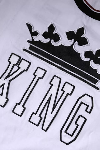 تي شيرت دولتشي آند غابانا أبيض جيرسي بياقة دائرية وأكمام قصيرة