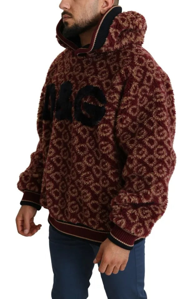 سترة دولتشي آند غابانا بغطاء رأس من الصوف الأحمر والبيج