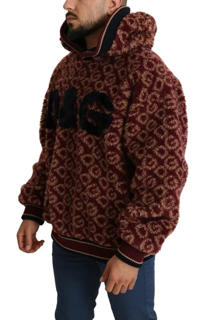 سترة دولتشي آند غابانا بغطاء رأس من الصوف الأحمر والبيج