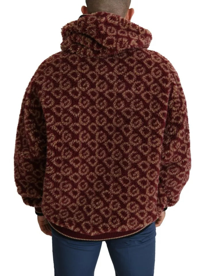 سترة دولتشي آند غابانا بغطاء رأس من الصوف الأحمر والبيج