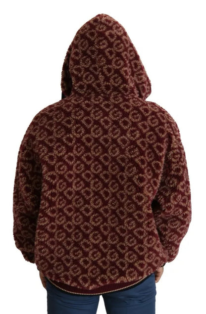 سترة دولتشي آند غابانا بغطاء رأس من الصوف الأحمر والبيج