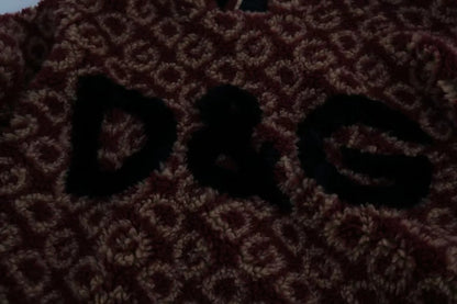 سترة دولتشي آند غابانا بغطاء رأس من الصوف الأحمر والبيج