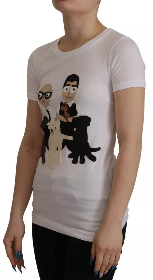 تي شيرت قطني أبيض من Dolce &amp; Gabbana #DGFamily Patch Top