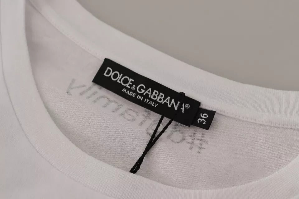 تي شيرت قطني أبيض من Dolce &amp; Gabbana #DGFamily Patch Top