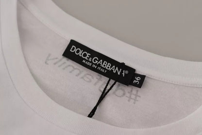 تي شيرت قطني أبيض من Dolce &amp; Gabbana #DGFamily Patch Top