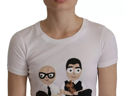 تي شيرت قطني أبيض من Dolce &amp; Gabbana #DGFamily Patch Top