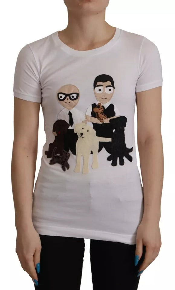 تي شيرت قطني أبيض من Dolce &amp; Gabbana #DGFamily Patch Top