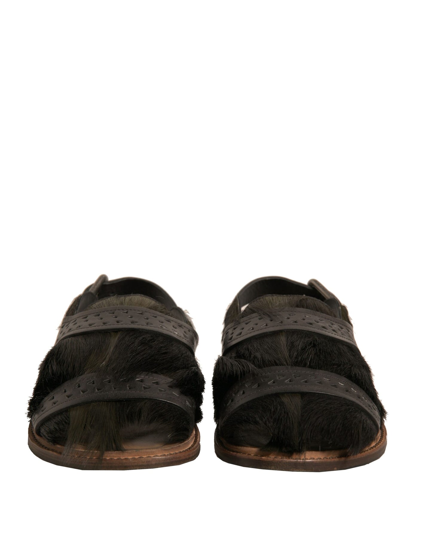 حذاء دولتشي آند غابانا الأخضر المصنوع من الجلد بشعر الغزال