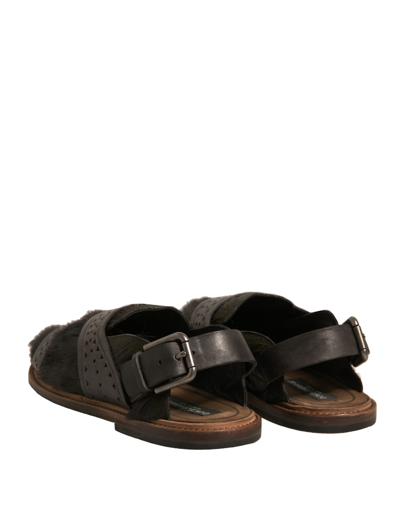 حذاء دولتشي آند غابانا الأخضر المصنوع من الجلد بشعر الغزال