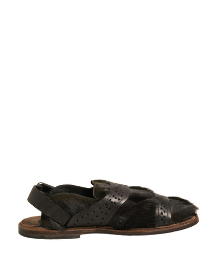 حذاء دولتشي آند غابانا الأخضر المصنوع من الجلد بشعر الغزال