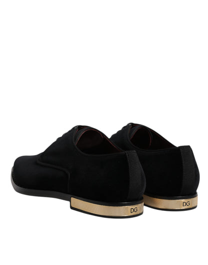 حذاء ديربي دولتشي آند غابانا أسود من المخمل القطني برباط