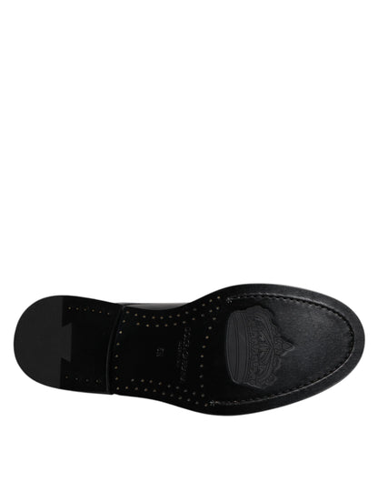 حذاء ديربي رسمي برباط من دولتشي آند غابانا، مصنوع من الجلد الأسود اللامع