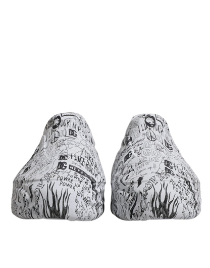 حذاء سنيكرز دولتشي آند غابانا دايماستر أبيض وأسود بنقشة جرافيتي