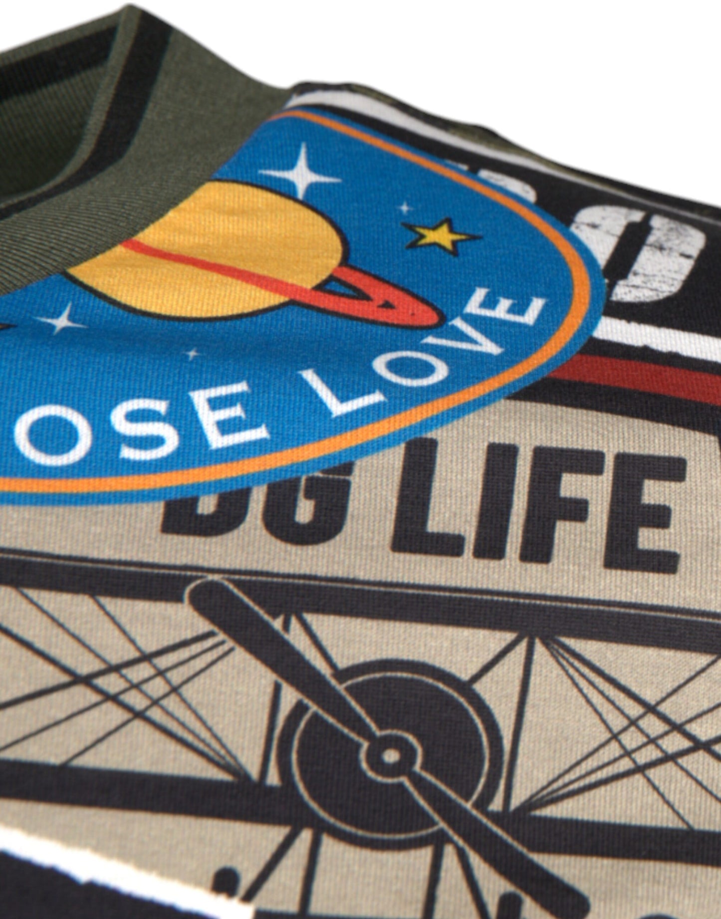 تي شيرت دولتشي آند غابانا متعدد الألوان بطبعة جرافيكية من القطن برقبة دائرية