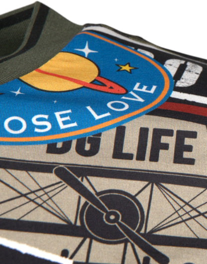 تي شيرت دولتشي آند غابانا متعدد الألوان بطبعة جرافيكية من القطن برقبة دائرية