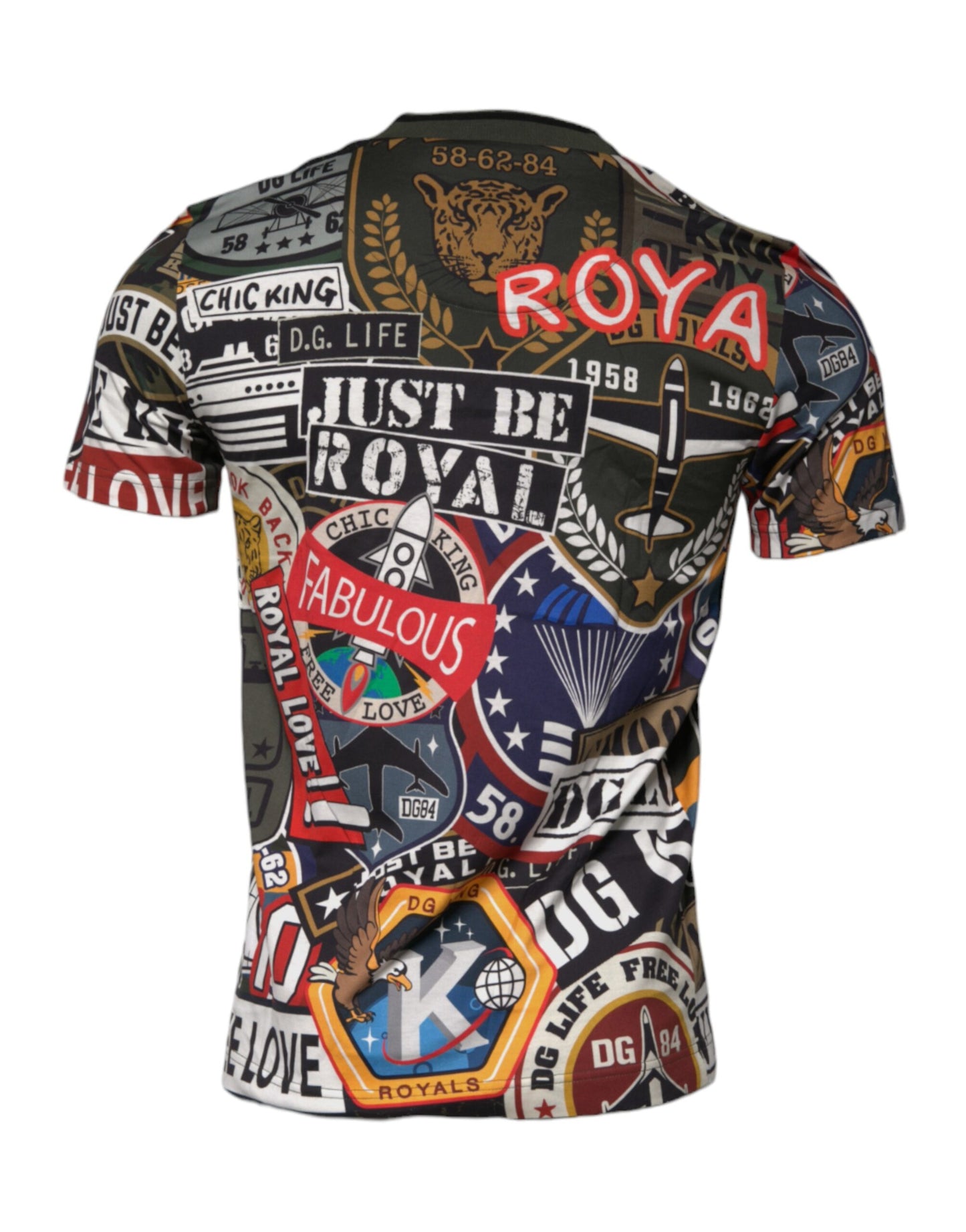 تي شيرت دولتشي آند غابانا متعدد الألوان بطبعة جرافيكية من القطن برقبة دائرية