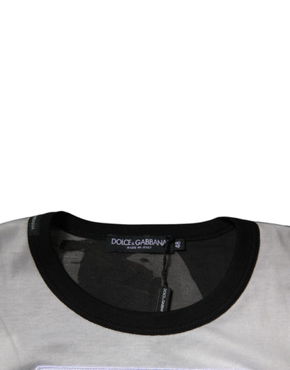 تي شيرت دولتشي آند غابانا متعدد الألوان بطبعة مموهة ورقبة دائرية
