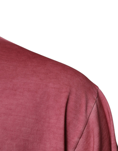 تي شيرت دولتشي آند غابانا وردي اللون من القطن برقبة دائرية وطبعة شعار