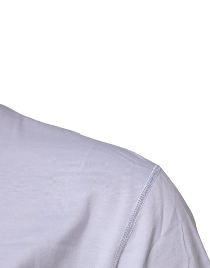 تي شيرت دولتشي آند غابانا أبيض من القطن برقبة دائرية وشريط شعار