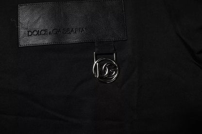 تي شيرت دولتشي آند غابانا أسود من القطن برقبة دائرية وشعار مطبوع