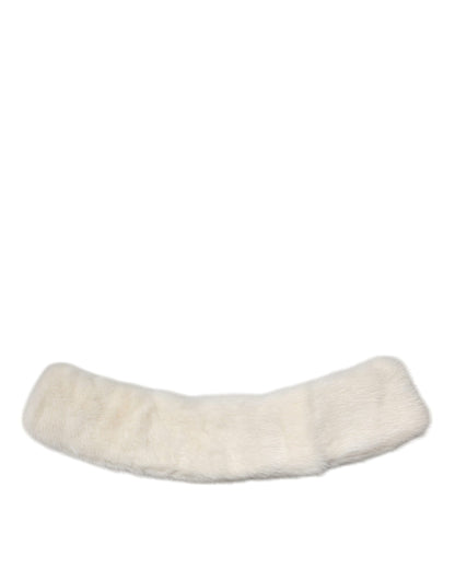 Dolce & Gabbana White Mink Fur Collar Women Neck Wrap Scarf