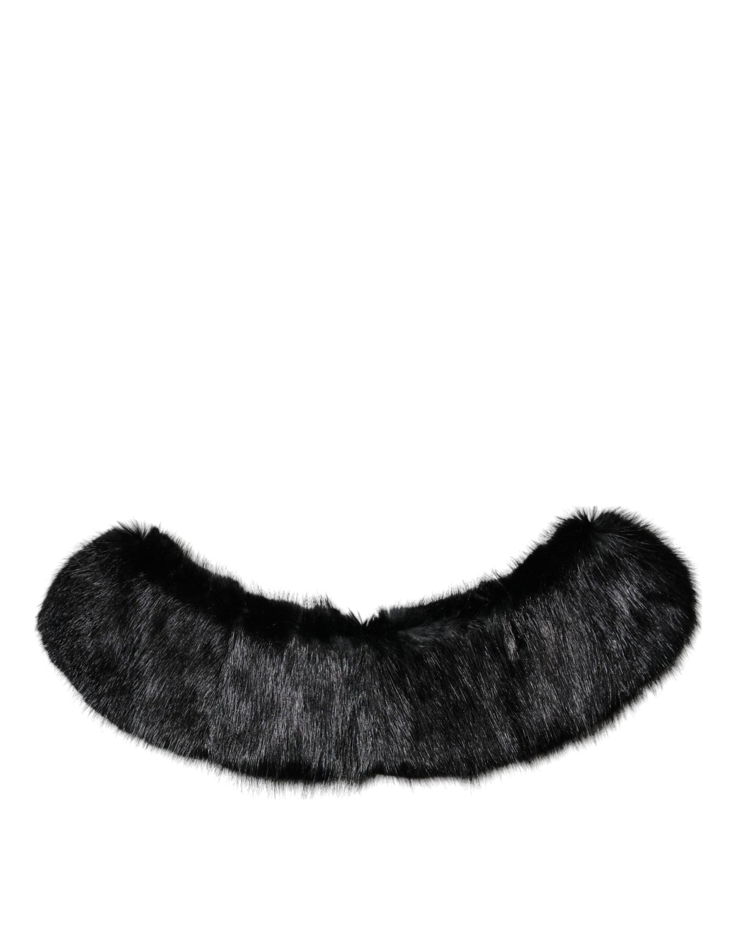 وشاح دولتشي آند غابانا الأسود المصنوع من الفرو مع غطاء للرقبة والياقة