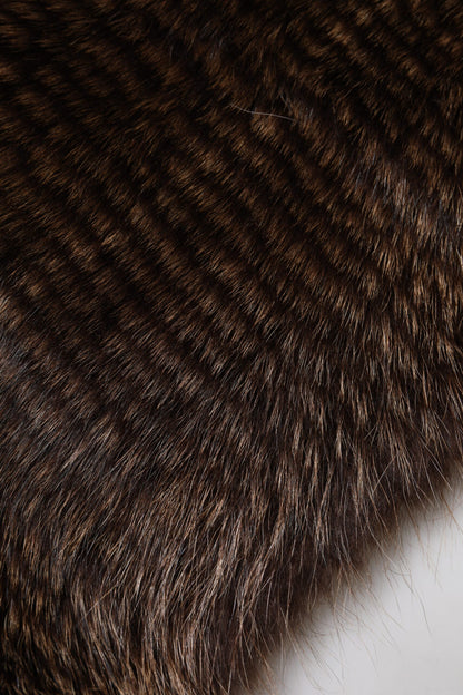 وشاح شتوي دافئ للرقبة من فرو الراكون البني من دولتشي آند غابانا