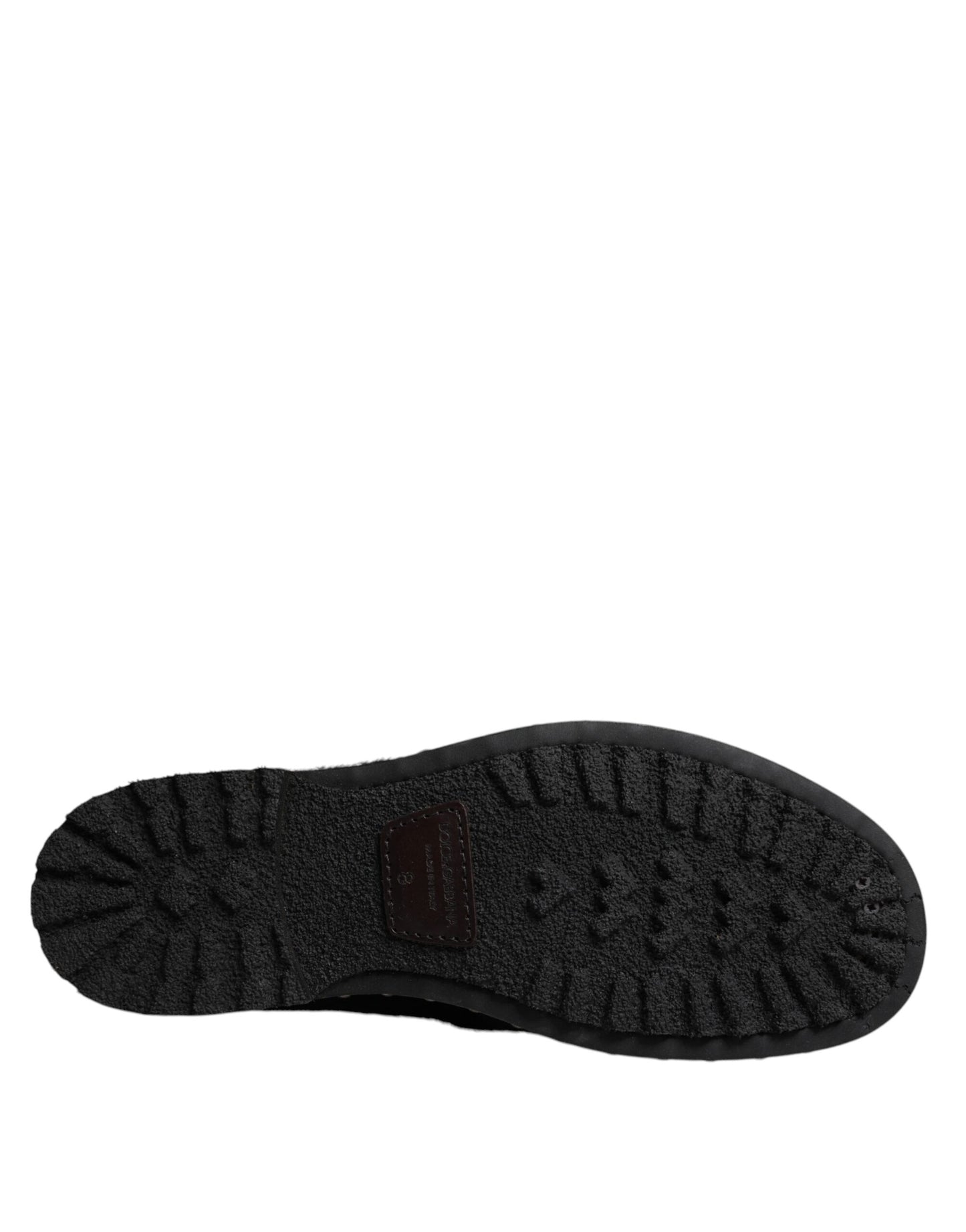 حذاء دولتشي آند غابانا أسود من الجلد بنمط بوني بطول منتصف الساق