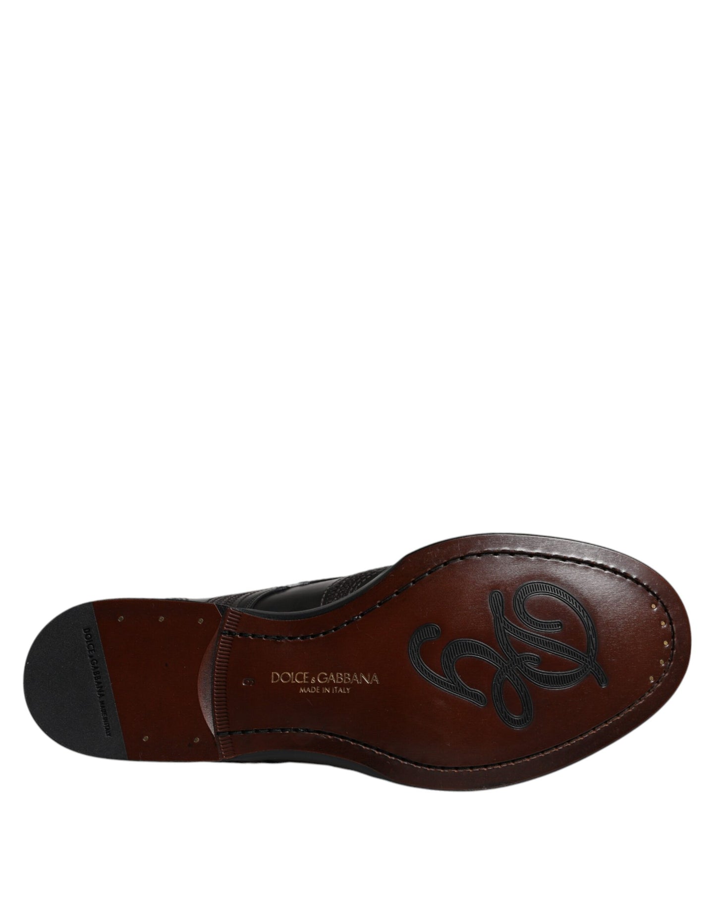 حذاء ديربي كلاسيكي من الجلد الأسود المطرز من دولتشي آند غابانا