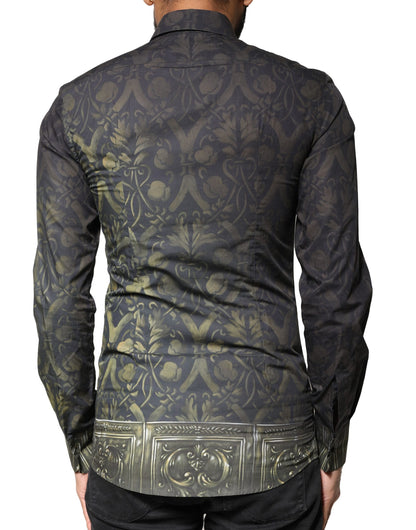 قميص دولتشي آند غابانا الأسود الملكي الذهبي