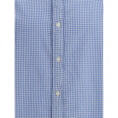 Deperlu Blue Cotton Pattern Shirt