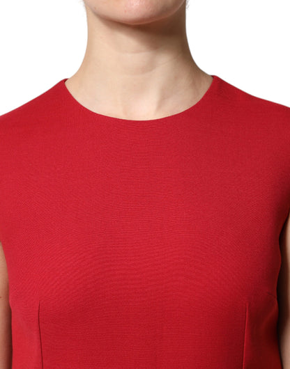 فستان دولتشي آند غابانا الأحمر من الصوف بدون أكمام بطول الركبة وقصة A