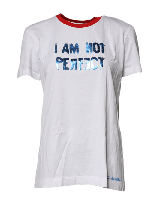 Dolce & Gabbana White Graphic Print Cotton Crew Neck T-shirt