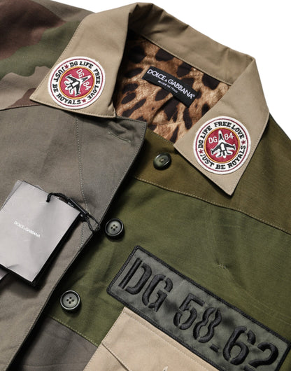 جاكيت دولتشي آند غابانا العسكري باللون الأخضر القطني بأزرار