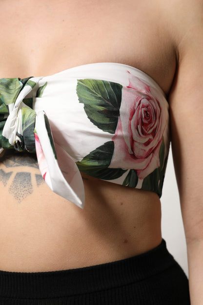 بلوزة دولتشي آند غابانا قصيرة بطبعة زهور بيضاء